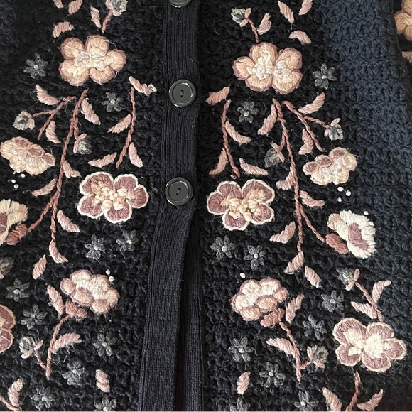 Y2K cowl neck button up floral grannycore cardigan - Picture 2 of 9